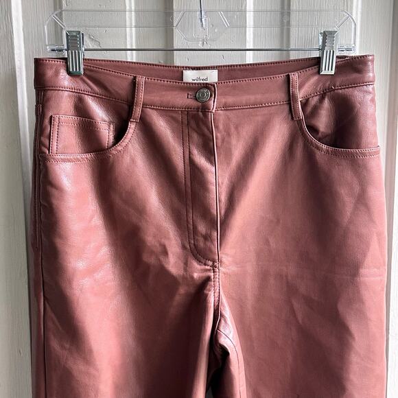 Aritzia Wilfred The Melina Cropped Vegan Leather Pants Cognac Brown - Picture 3 of 9